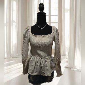 Elegant Cream Smocked Blouse